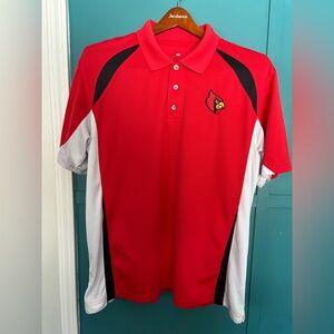 KA Knights Apparel Red and Black Louisville Cardinal’s Polo Shirt Size XL